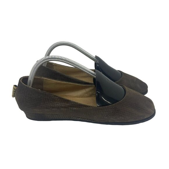 FS/NY French Sole Zeppa Flats Wedge Shoes Chocolate Brown Snake Print Woman's 9 - Picture 1 of 7